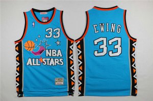 Maillot De Basket All Star 19916 NBA East Patrick Ewing 33 Engrener Bleu